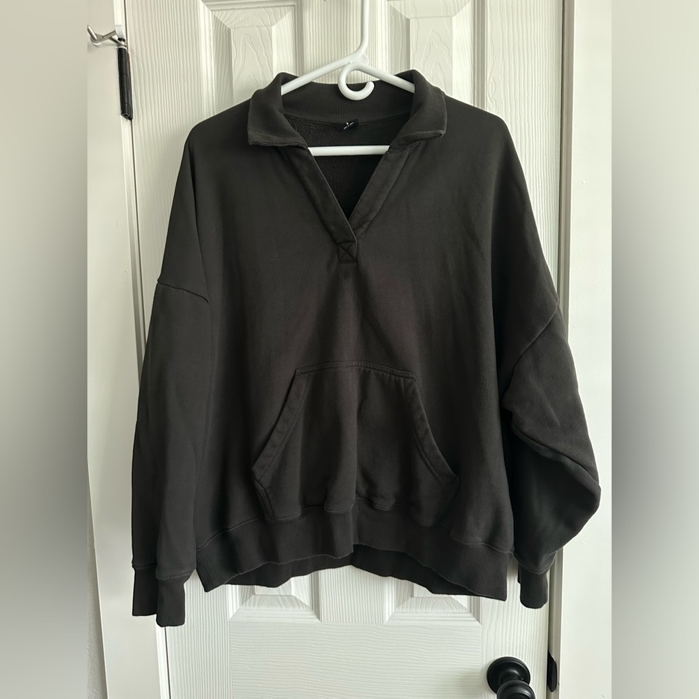 Pacsun oversized polo henley in black